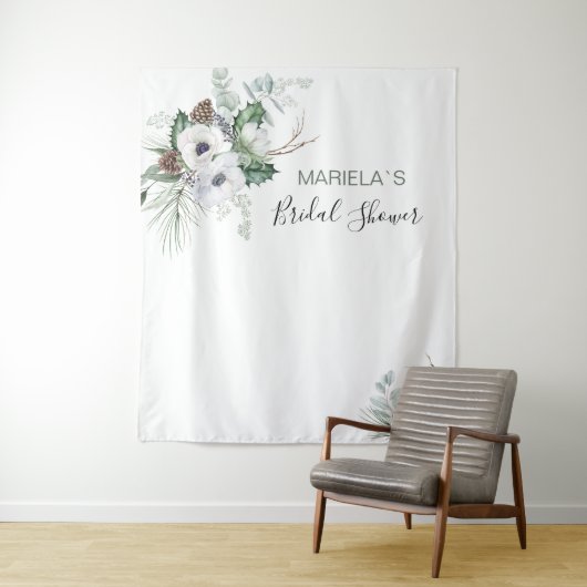 Wasserfarbe Elegante Winter Anemones Blume Bridal Wandteppich (Beispiel)