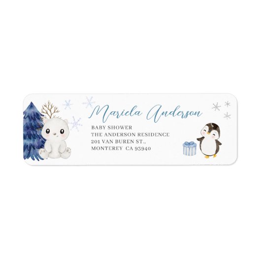 Wasserfarbe Elegante Winter arktische Tiere Babysh (Vorne)