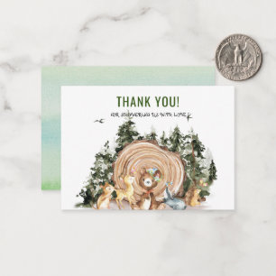 Wasserfarbe Elegante Woodland Tiere Vielen Dank Mitteilungskarte