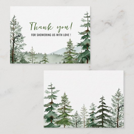 Wasserfarbe Elegante Woodland Tiere Vielen Dank Mitteilungskarte (Vorne/Hinten)