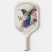 Wasserfarbe Eleganter Hummingbird mit Individuelle Pickleball Schläger (Rückseite)