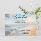 Wasserfarbe Elegantes Foto Hochzeiten am Strand Dankeskarte (Stehend Vorderseite)