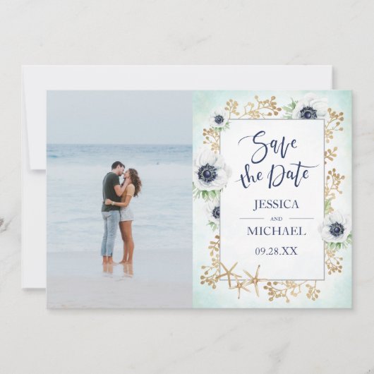 Wasserfarbe Elegantes Niedliches Anemone Blume Fot Save The Date (Vorderseite)