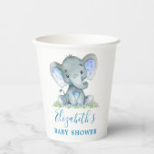 Wasserfarbe Elephant Baby Dusche Blau Pappbecher (Vorderseite)