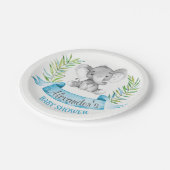 Wasserfarbe Elephant Boy Baby Dusche Pappteller (Schrägansicht)