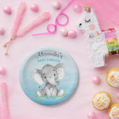 Wasserfarbe Elephant Boy Baby Dusche Pappteller (Party)