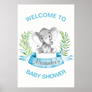 Wasserfarbe Elephant Boy Baby Dusche Poster