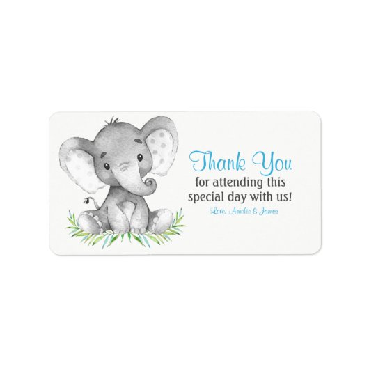 Wasserfarbe Elephant Junge Vielen Dank Adressaufkleber (Vorne)