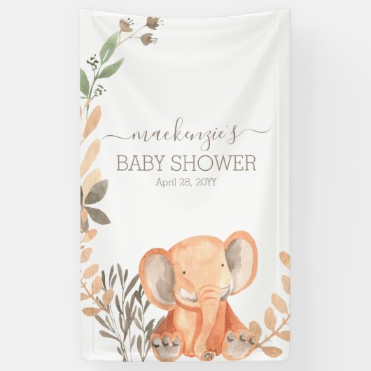 Wasserfarbe Elephant Safari Babydusche Banner (Vertikal)