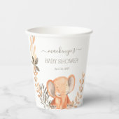 Wasserfarbe Elephant Safari Babydusche Pappbecher (Vorderseite)