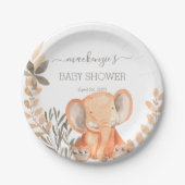 Wasserfarbe Elephant Safari Babydusche Pappteller (Vorderseite)