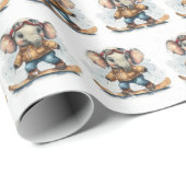 Wasserfarbe Elephant Snowboarden Geschenkpapier (Rolleneckpunkt)
