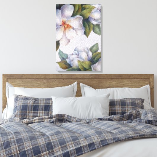 Wasserfarbe Elfenbein Magnolias Stretched Canvas P Leinwanddruck (Insitu (Schlafzimmer))