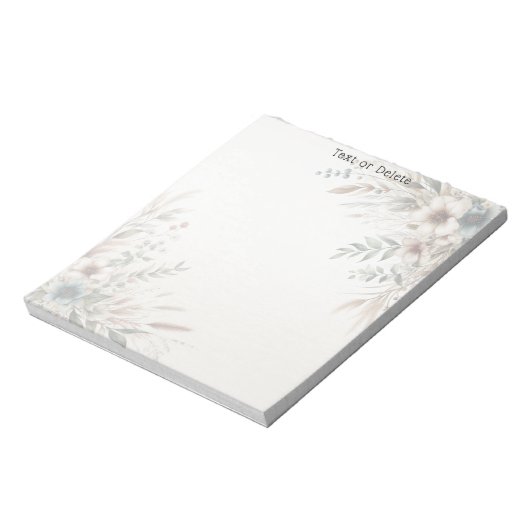 Wasserfarbe Elfenbeinblaue Blumen Notepad Notizblock (Rotiert)
