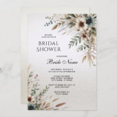 Wasserfarbe Elfenbeinblume Brautparty Einladung (Vorne/Hinten)