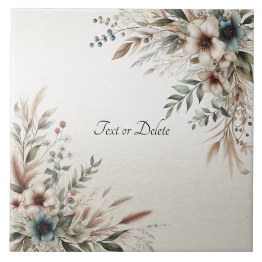 Wasserfarbe Elfenbeinblume Keramik Tile Fliese (Vorderseite)