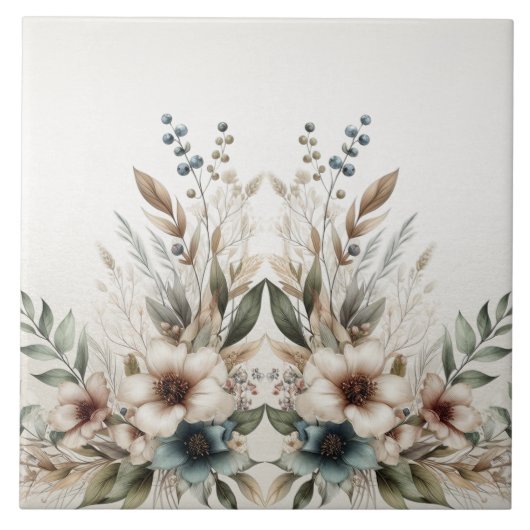 Wasserfarbe Elfenbeinblume Keramik Tile Fliese (Vorderseite)