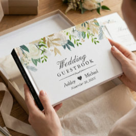 Wasserfarbe Elfenbeinblütenhochzeit Gästebuch