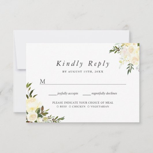 Wasserfarbe Elfenbeinchic Blumenkohl UAWG mit Spei RSVP Karte (Vorderseite)