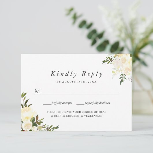 Wasserfarbe Elfenbeinchic Blumenkohl UAWG mit Spei RSVP Karte (Stehend Vorderseite)