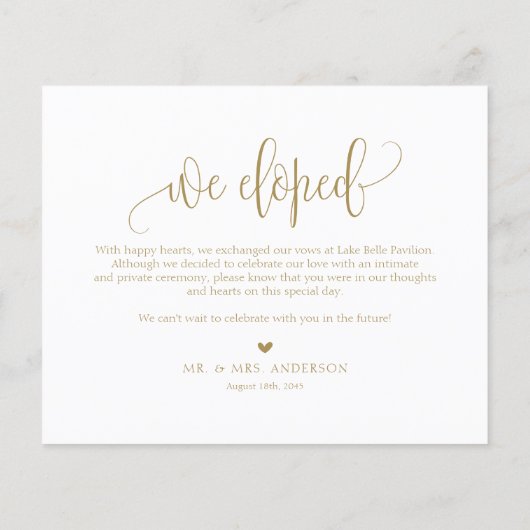 Wasserfarbe Elfenbeinerde und Rose Elopement Card (Rückseite)