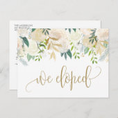 Wasserfarbe Elfenbeinerde und Rose Lopement Ankündigungspostkarte (Vorne/Hinten)