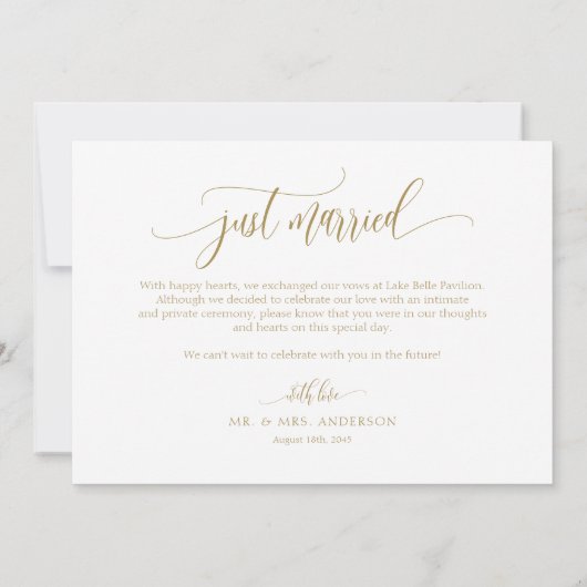 Wasserfarbe Elfenbeinerde und Rose nur verheiratet Ankündigung (Rückseite)