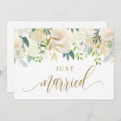 Wasserfarbe Elfenbeinerde und Rose nur verheiratet Ankündigung (Vorne/Hinten)