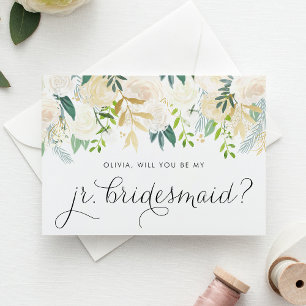 Wasserfarbe Elfenbeinfarbene Blume Junior Bridesma Karte