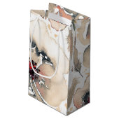 Wasserfarbe Elfenbeinflora Boho Feathers Wedding Kleine Geschenktüte (Rückseite Schrägansicht)