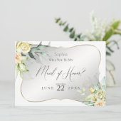 Wasserfarbe Elfenbeingelbe Rose Trauzeugin Einladung (Stehend Vorderseite)