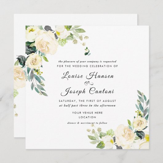 Wasserfarbe Elfenbeinküste Blume Blauer Gum Eukaly Einladung (Vorne/Hinten)