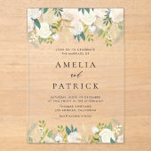 Wasserfarbe Elfenbeinküste Blume mit Grünpflanzen  Acryleinladungen (Vorderseite)