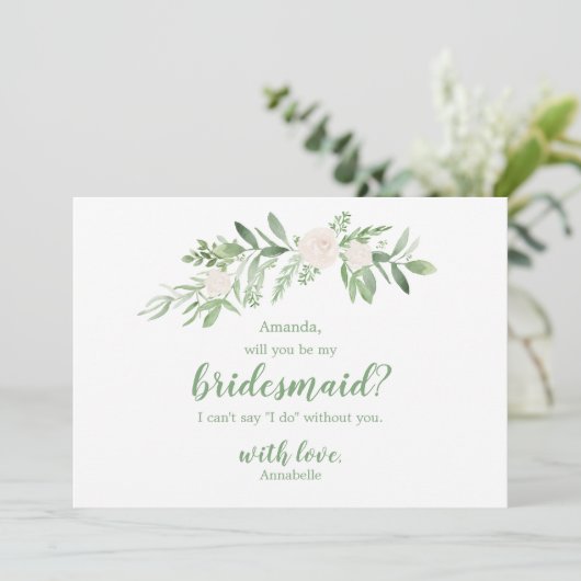 Wasserfarbe Elfenbeinküste Rose Hochzeit meine Bra Einladung (Stehend Vorderseite)