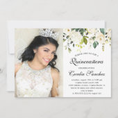 Wasserfarbe Elfenbeinküste Rose Quinceanera Foto Einladung (Vorderseite)