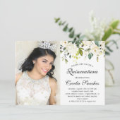 Wasserfarbe Elfenbeinküste Rose Quinceanera Foto Einladung (Stehend Vorderseite)