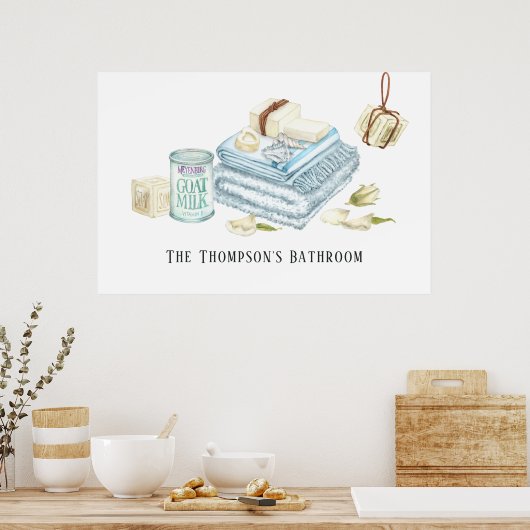 Wasserfarbe Elfenbeinweiße Seife Badezimmer Poster (Küche)