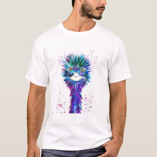 Wasserfarbe emu blaue Vogeltiere Wildlife Niedlich T-Shirt (Vorderseite)