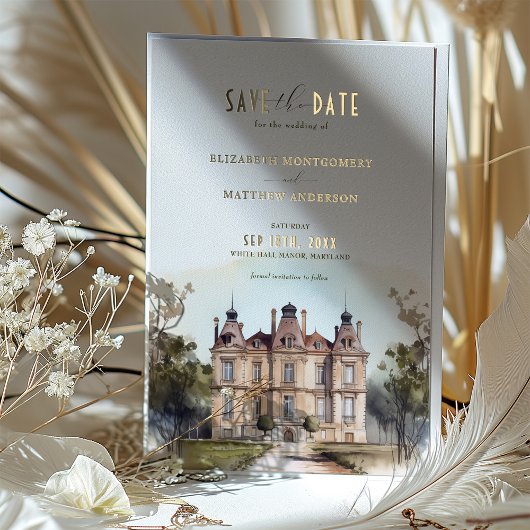 Wasserfarbe Englisch Manufaktur Save the Date Kart Folieneinladung