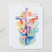 Wasserfarbe Er ist Risen Religious Oster Floral Einladung (Rückseite)