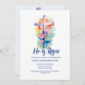 Wasserfarbe Er ist Risen Religious Oster Floral Einladung (Vorne/Hinten)