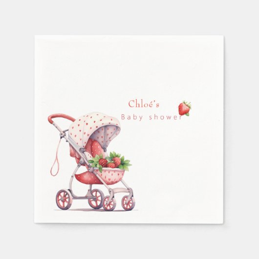Wasserfarbe Erdbeerbaby Dusche Serviette (Vorderseite)
