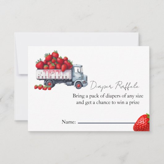 Wasserfarbe Erdbeerdiapier Tombola Babydusche Einladung (Vorderseite)