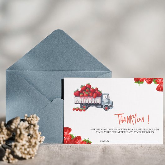 Wasserfarbe Erdbeere Babydusche Danke Karte