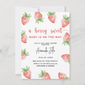 Wasserfarbe Erdbeere Babydusche Einladung (Vorderseite)