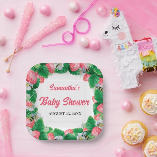 Wasserfarbe Erdbeere Berry Sweet Baby Dusche Pappteller (Party)