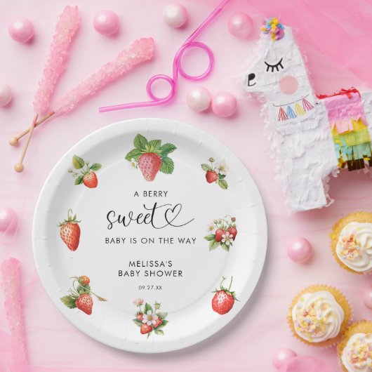 Wasserfarbe Erdbeere Berry Sweet Baby Dusche Pappteller (Party)
