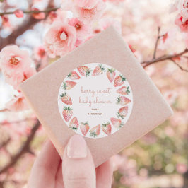 Wasserfarbe Erdbeere Berry Sweet Baby Dusche Runder Aufkleber