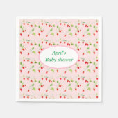 Wasserfarbe Erdbeere Blüten Muster Babydusche Serviette (Vorderseite)