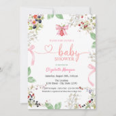 Wasserfarbe Erdbeere Bow Raspberry Baby Dusche Einladung (Vorderseite)